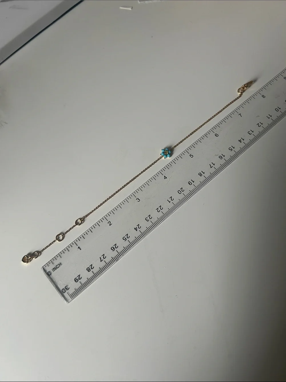 Kate Spade Gold-Tone Turquoise Flower Charm Chain Bracelet Boho Dainty Floral - Picture 6 of 9